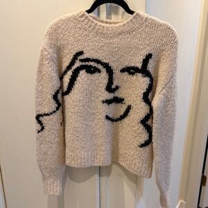 Paloma Wool Cream Crewneck Sweater with Black Face Graphic